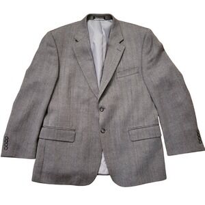 Meeting Street 44S Gray Herringbone Lambswool Blazer Sport Coat Jacket Academia